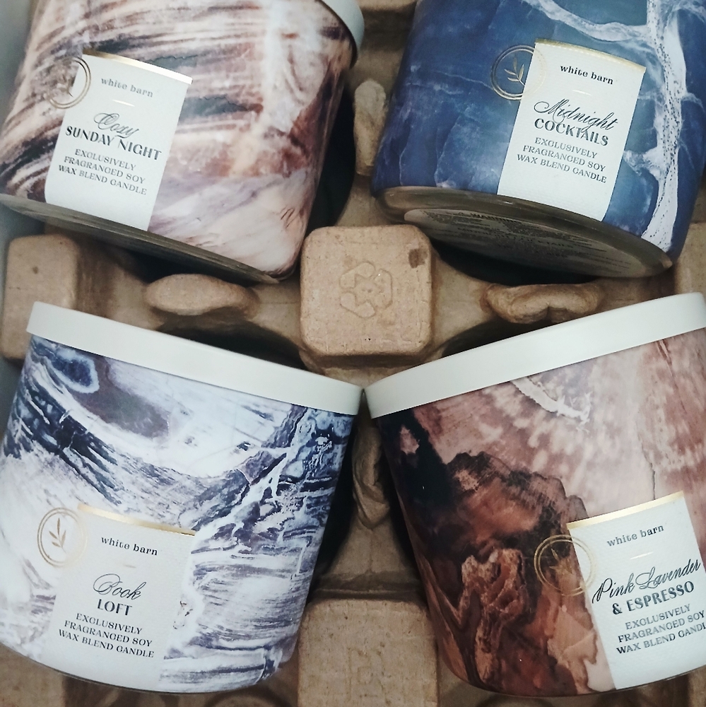 White Barn Candle Collection - Blue, Brown, Cream